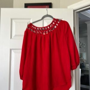 Red cutout blouse